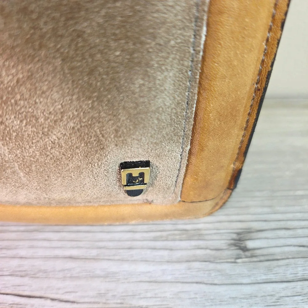 Michael Scott Leather Briefcase Suede Bag Taupe Vintage English Bridle Style 627